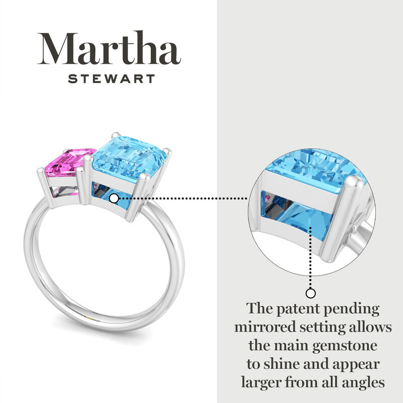 Martha Stewart 3 1/4ctw. Pink Sapphire & Blue Topaz Two Stone Ring In Sterling Silver image number null